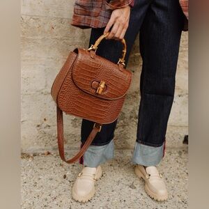 FAWN DESIGN Bamboo Shoulder Bag In Brown NWOT